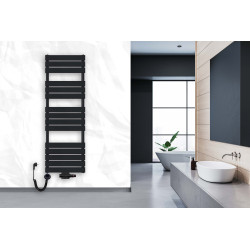 Grzejnik łazienkowy wodno-elektryczny Mila 1500x500 czarny 5